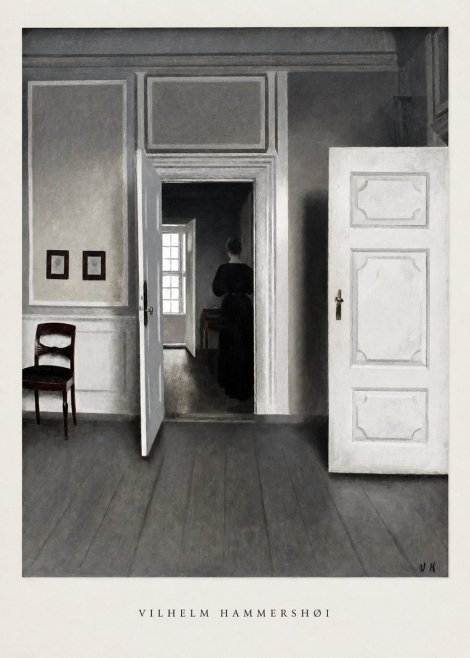 Vilhelm Hammershøi Interior with a Woman Seen from Behind No6 - Poster