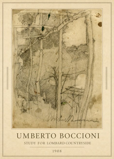 Umberto Boccioni Study for Lombard Countryside No1 - Poster