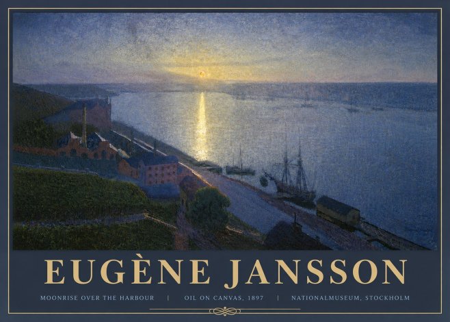 Eugène Jansson Moonrise over the Harbour No6 - Poster
