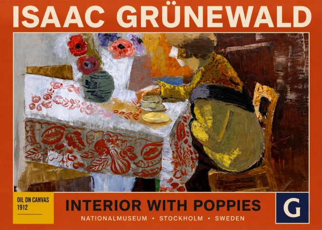 Isaac Grünewald Interior with Poppies No3 - Poster