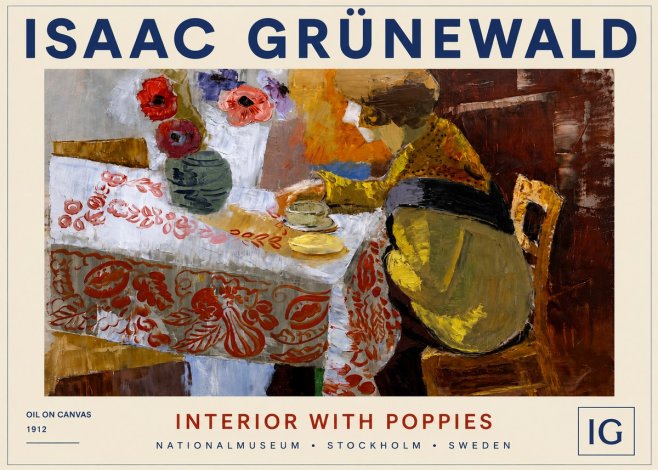 Isaac Grünewald Interior with Poppies No4 - Poster