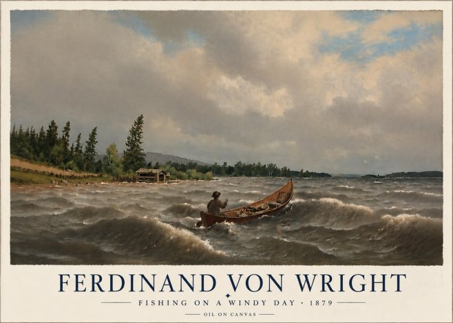 Ferdinand von Wright Fishing on a Windy Day No6 - Poster