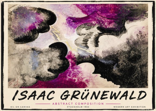 Isaac Grünewald Abstract Composition No5 - Poster