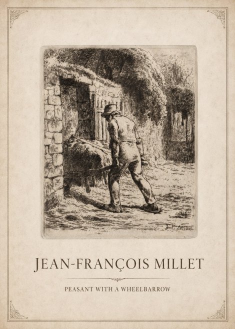Jean-François Millet Peasant with a Wheelbarrow No1 - Poster