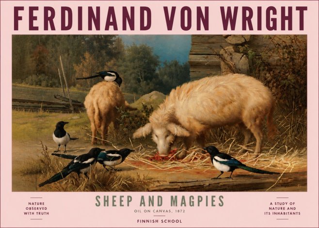 Ferdinand von Wright Sheep and Magpies No5 - Poster