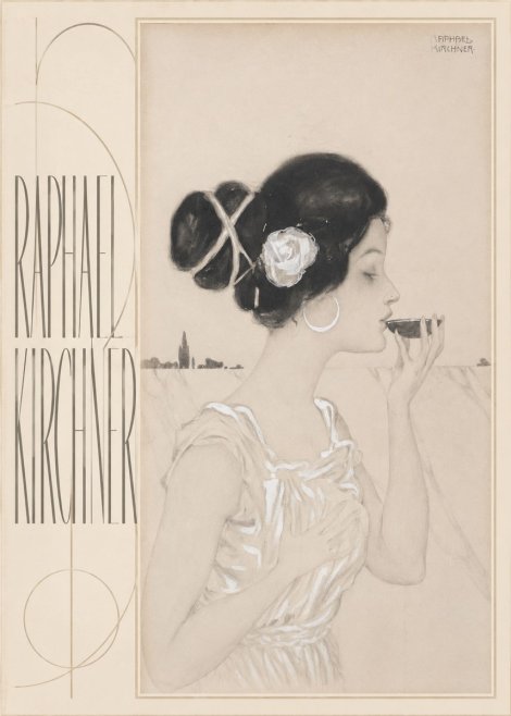 Raphael Kirchner Elegant Lady with Rose and Cup No5 - Poster
