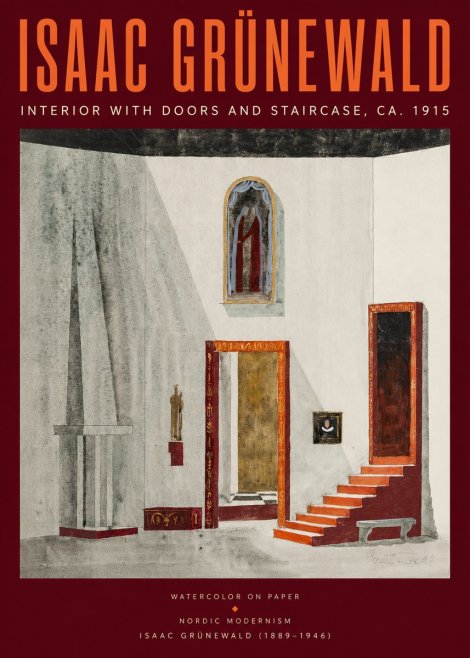 Isaac Grünewald Interior with Doors and Staircase, Ca. 1915 No2 - Poster