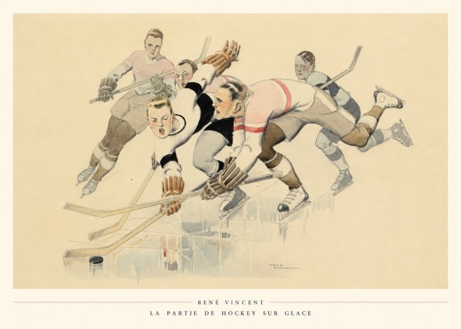 René Vincent La Partie De Hockey Sur Glace No6 - Poster