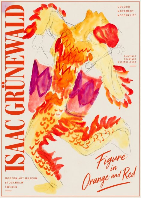 Isaac Grünewald Figure in Orange and Red No4 - Poster