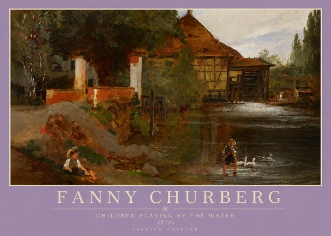 Fanny Churberg Children Playing by the Water No3 - Poster