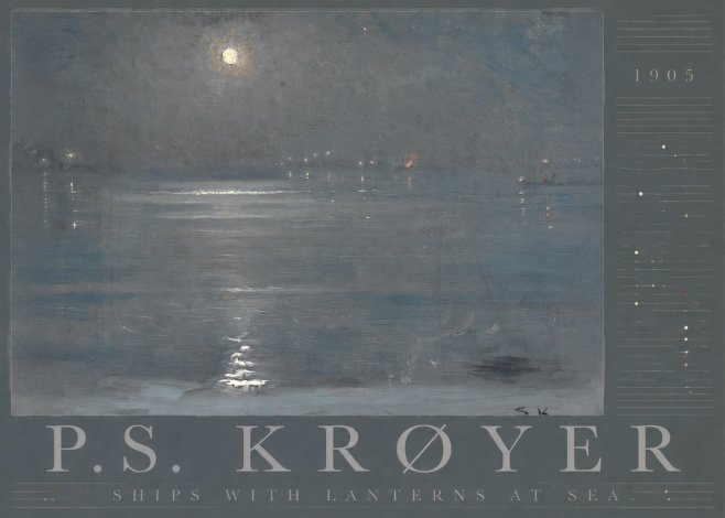 P.S. Krøyer Ships with Lanterns at Sea No3 - Poster