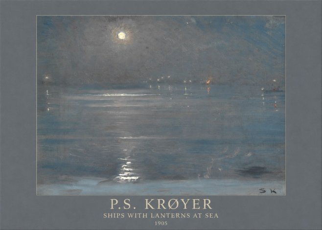 P.S. Krøyer Ships with Lanterns at Sea No5 - Poster