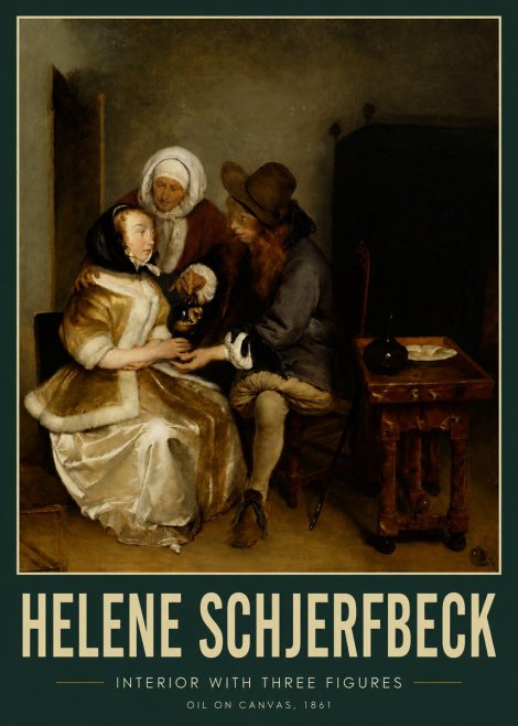 Helene Schjerfbeck Interior with Three Figures No3 - Poster