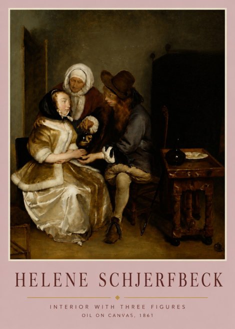 Helene Schjerfbeck Interior with Three Figures No4 - Poster