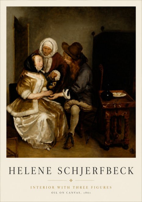 Helene Schjerfbeck Interior with Three Figures No6 - Poster