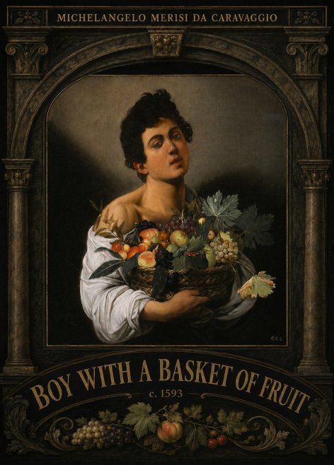 Michelangelo Merisi da Caravaggio Boy with a Basket of Fruit No3 - Poster