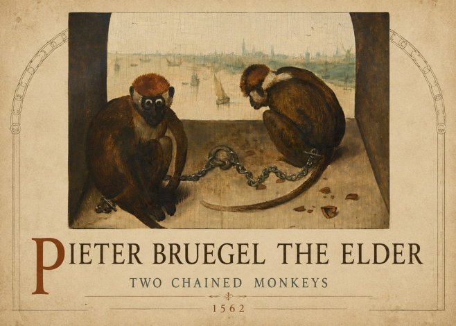 Pieter Bruegel Two Chained Monkeys II No2 - Poster
