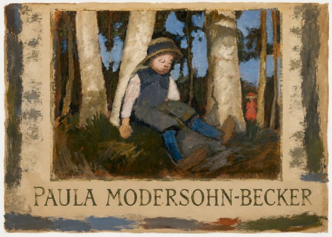 Paula Modersohn-Becker Sleeping Child in a Birch Grove No3 - Poster