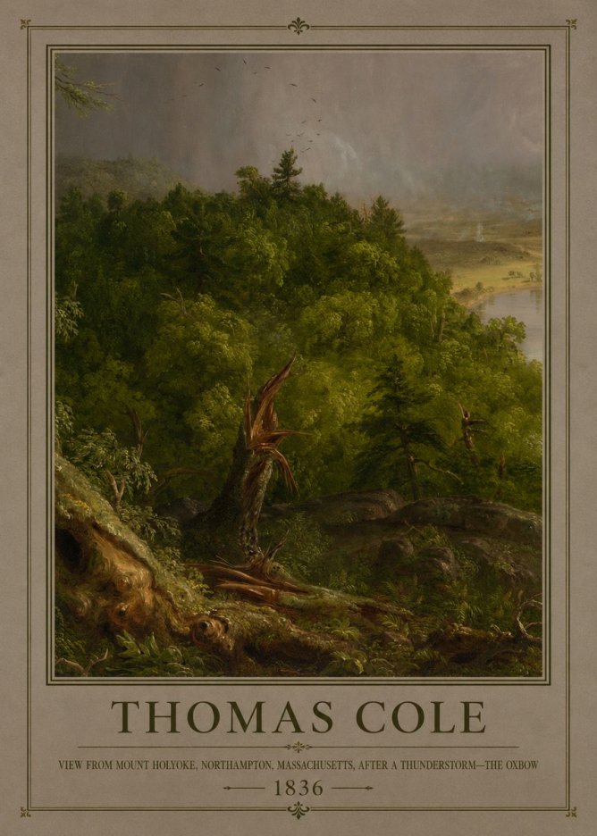 Thomas Cole View from Mount Holyoke, Northampton, Massachusetts, After a Thunderstorm—the Oxbow I No1 - Poster