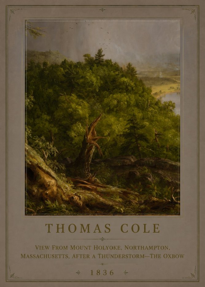 Thomas Cole View from Mount Holyoke, Northampton, Massachusetts, After a Thunderstorm—the Oxbow I No6 - Poster