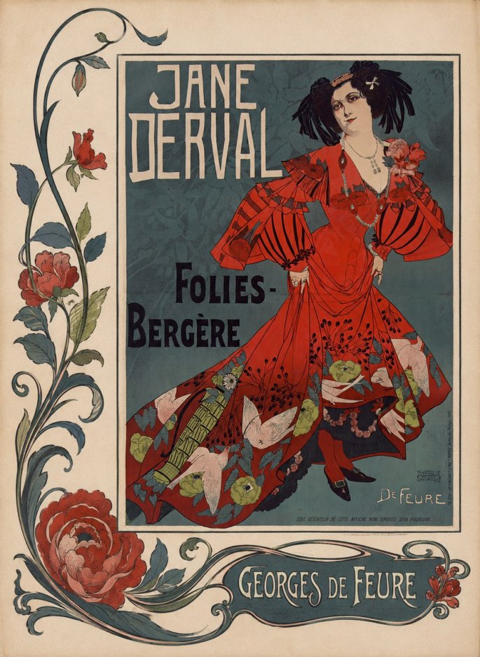 Georges de Feure Jane Derval - Folies-bergère I No2 - Poster