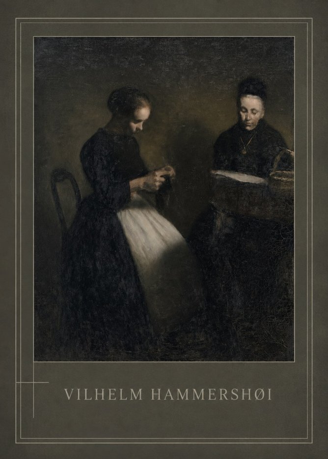 Vilhelm Hammershøi Two Women Knitting No1 - Poster