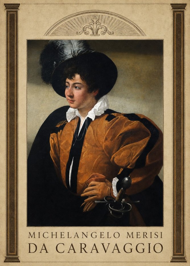 Michelangelo Merisi da Caravaggio Young Man with a Plumed Hat No5 - Poster