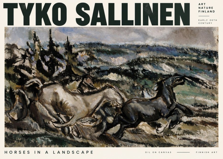 Tyko Sallinen Horses in a Landscape No2 - Poster