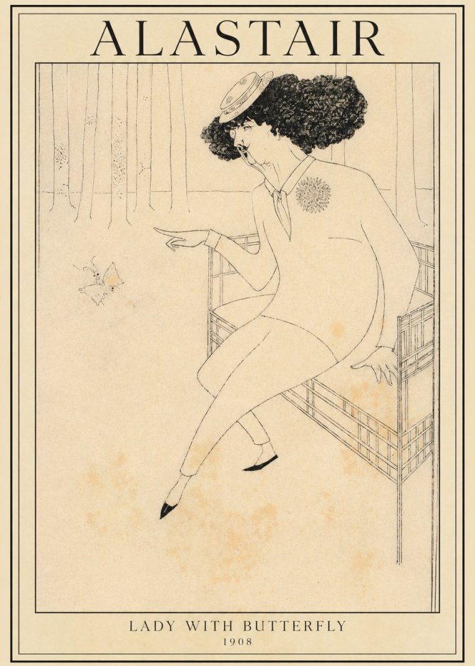 Alastair Lady with Butterfly No1 - Poster