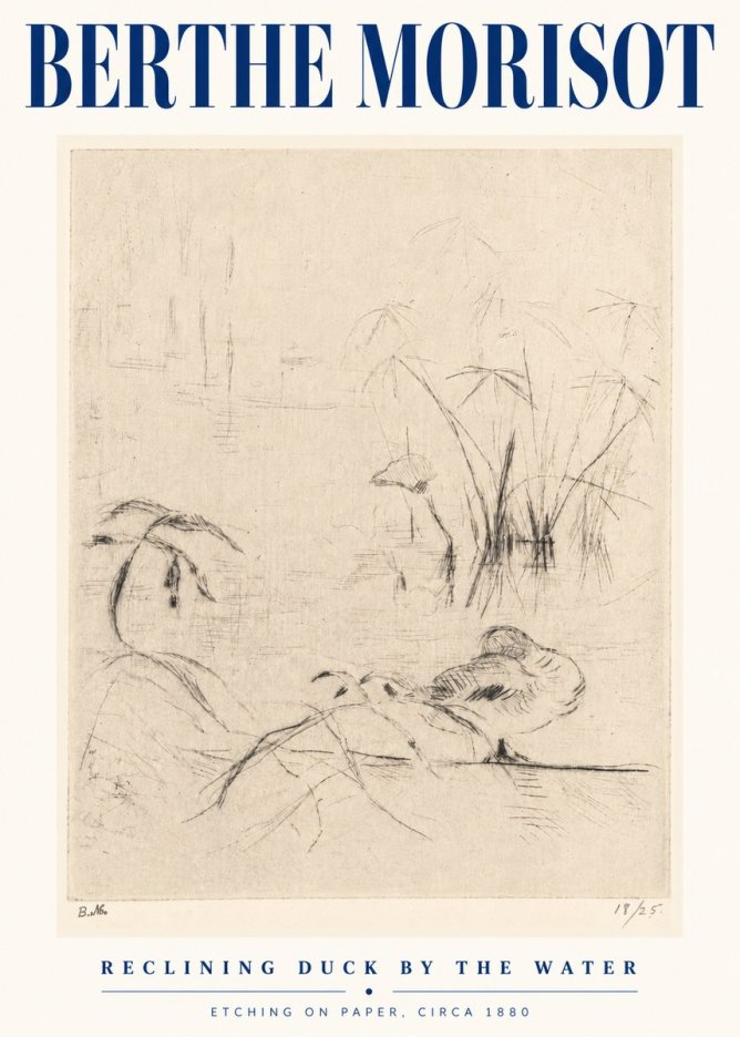 Berthe Morisot Reclining Duck by the Water No5 - Poster