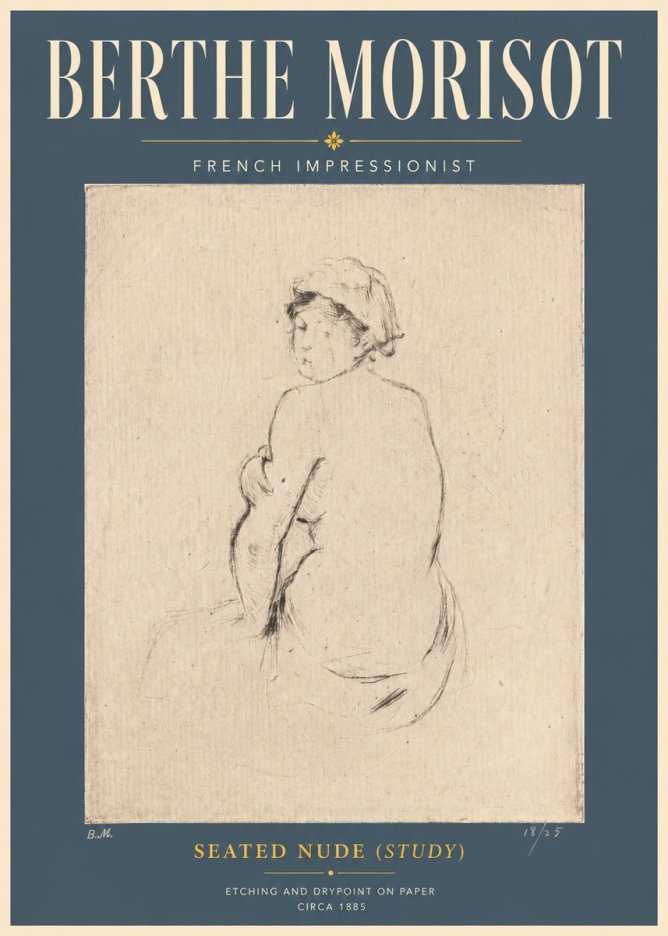 Berthe Morisot Seated Nude (Study) No6 - Poster