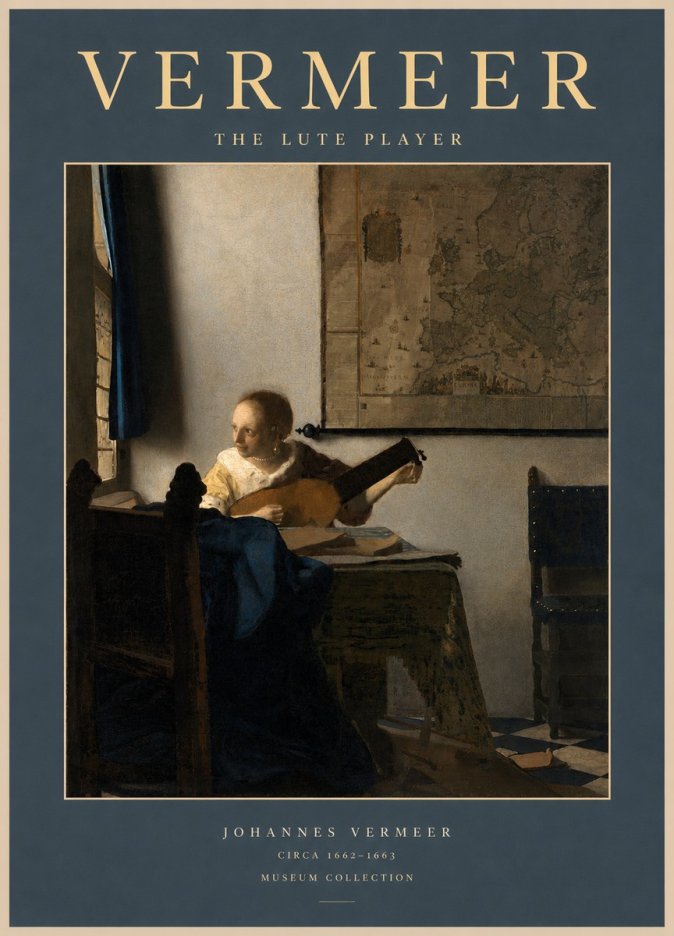 Vermeer The Lute Player No2 - Poster