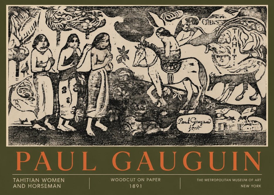 Paul Gauguin Tahitian Women and Horseman No5 - Poster