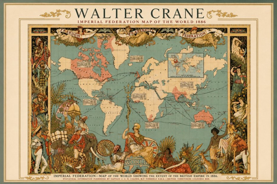 Walter Crane Imperial Federation Map of the World 1886 No5 - Poster