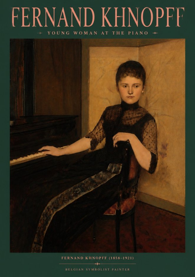 Fernand Khnopff The Piano, 1889 No6 - Poster
