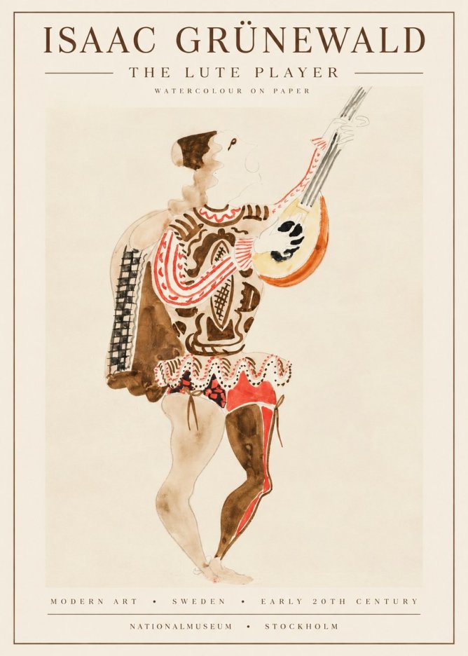 Isaac Grünewald The Lute Player No1 - Poster