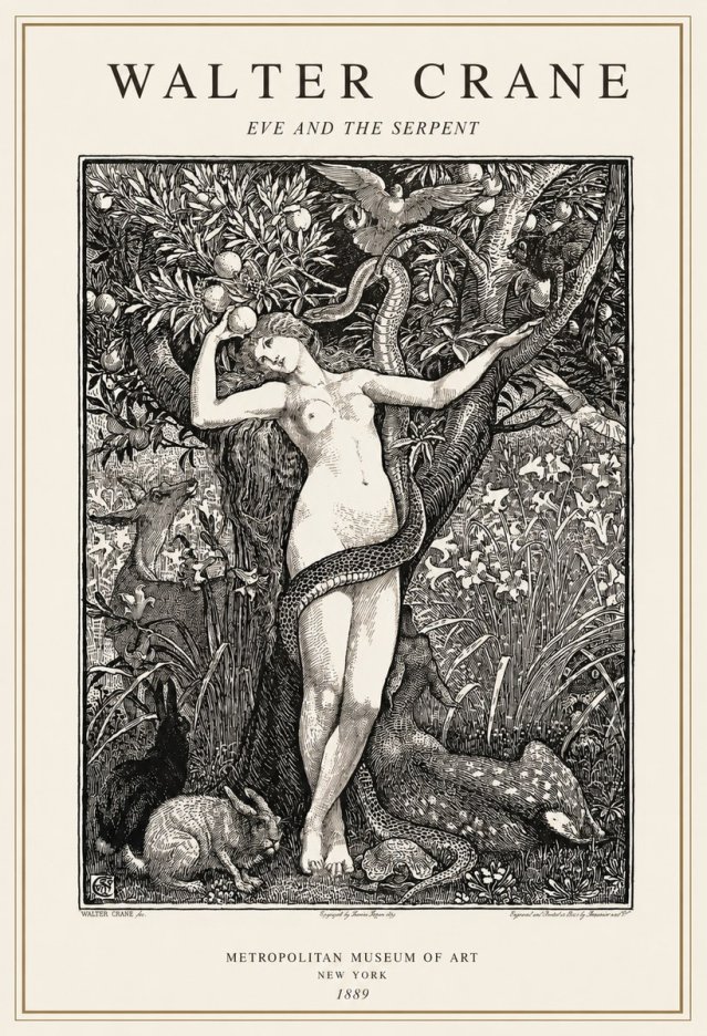 Walter Crane Eve and the Serpent No1 - Poster