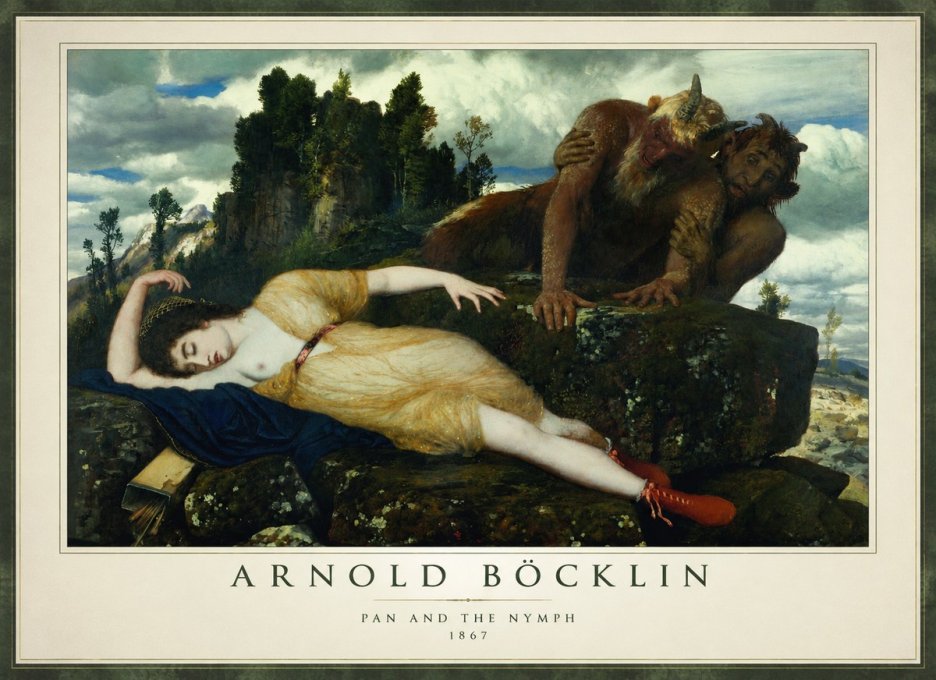 Arnold Böcklin Pan and the Nymph No1 - Poster
