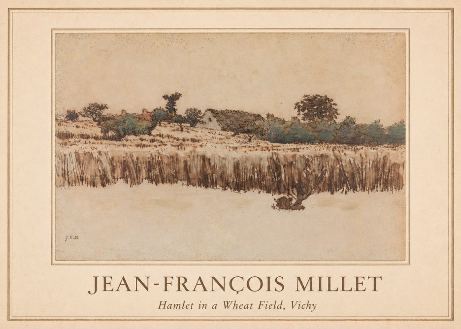 Jean-François Millet Hamlet in a Wheat Field, Vichy No1 - Poster