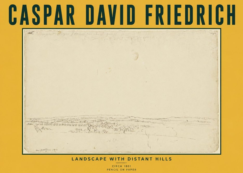 Caspar David Friedrich Landscape with Distant Hills No6 - Poster