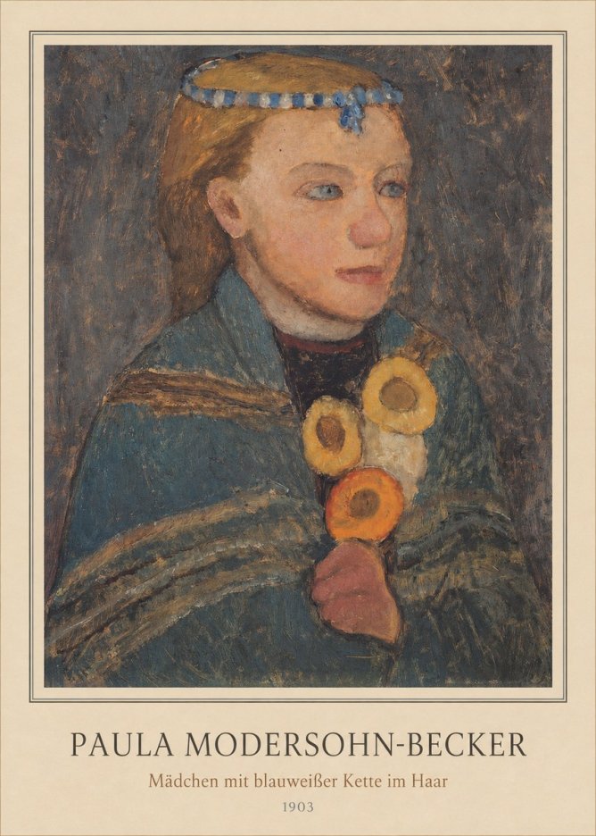Paula Modersohn-Becker Mädchen Mit Blauweißer Kette Im Haar No3 - Poster