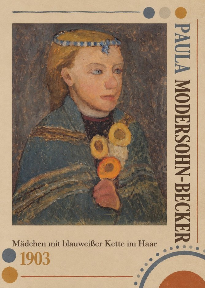 Paula Modersohn-Becker Mädchen Mit Blauweißer Kette Im Haar No4 - Poster