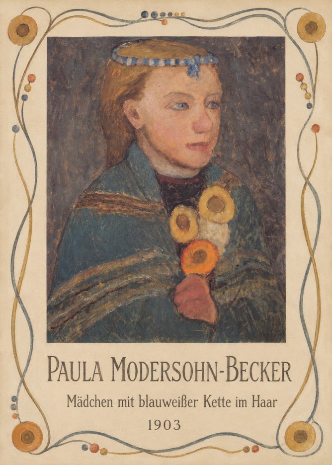 Paula Modersohn-Becker Mädchen Mit Blauweißer Kette Im Haar No5 - Poster