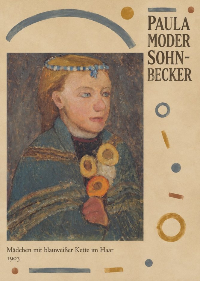 Paula Modersohn-Becker Mädchen Mit Blauweißer Kette Im Haar No6 - Poster