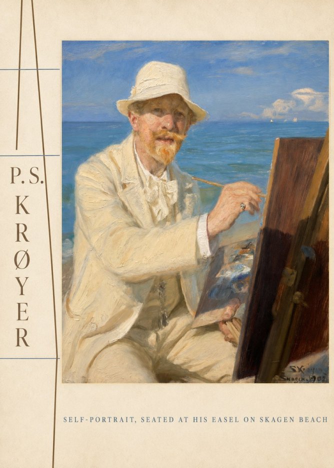 P.S. Krøyer Self-portrait, Seated at His Easel on Skagen Beach No4 - Poster
