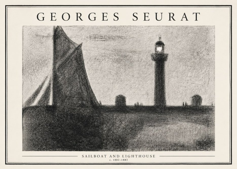 Seurat Sailboat and Lighthouse No3 - Poster