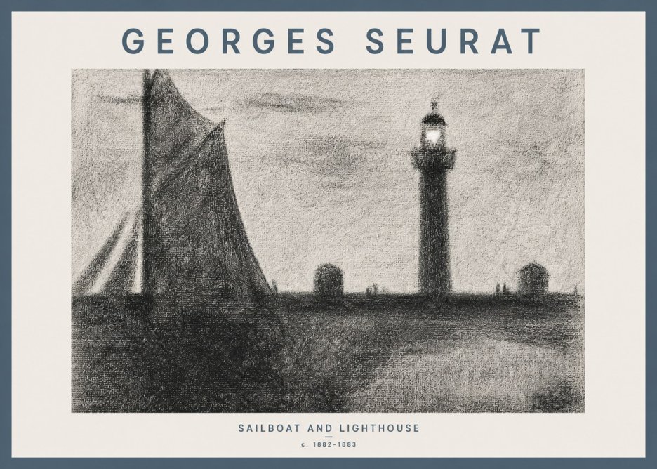 Seurat Sailboat and Lighthouse No4 - Poster