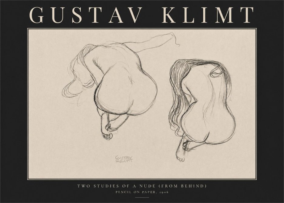 Klimt Two Studies of a Nude (from Behind) No3 - Poster