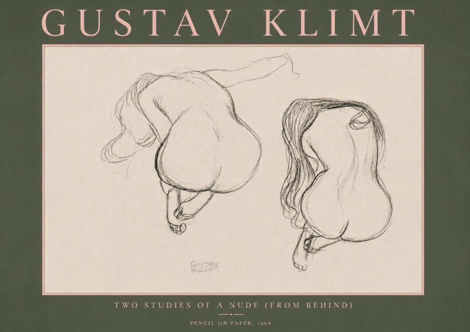 Klimt Two Studies of a Nude (from Behind) No5 - Poster