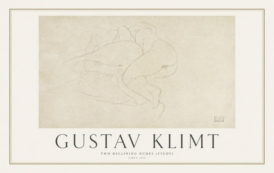 Klimt Two Reclining Nudes (Study) No1 - Poster